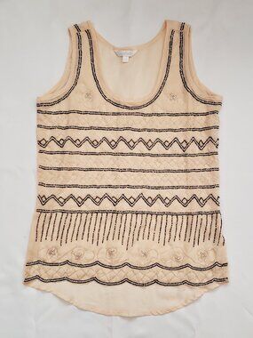 Vintage Charming Charlies size Small beaded tank top Y2K sparkly sheer boho